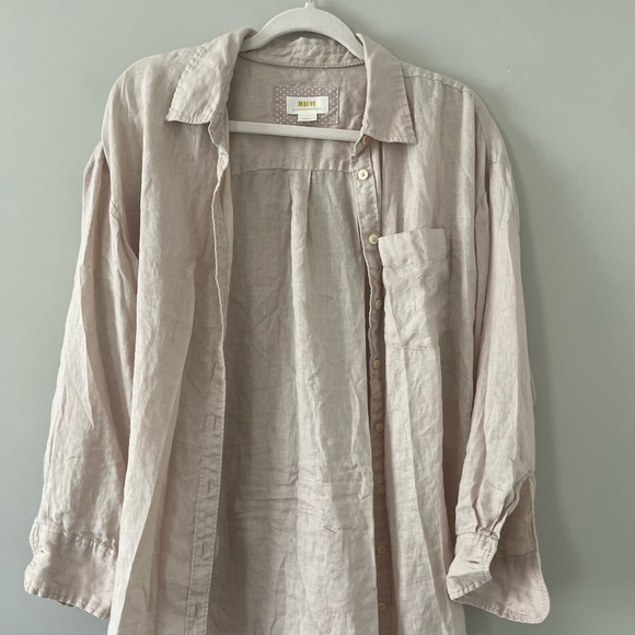 Mauve Tops - ANTHROPOLOGIE LINEN BUTTON UP!!